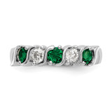 14k White Gold 1/3 carat Diamond and Emerald Complete Band - RM-C82C907A-2903