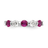 14k White Gold 1/3 carat Diamond and Ruby Complete Band