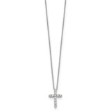 14k White Gold 1/3 carat Diamond Cross Pendant 18 inch Necklace
