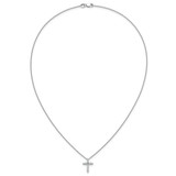 14k White Gold 1/3 carat Diamond Cross Pendant 18 inch Necklace