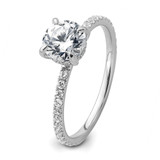 14k White Gold 1/3 carat Lab Grown Diamond VS/SI+ G+ 1 carat center Flair Round Semi Mount Engagement Ring