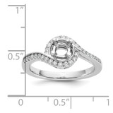 14k White Gold 1/3 carat Lab Grown Diamond VS/SI+ G+ 3/4 carat Round Center Semi Mount Engagement Ring
