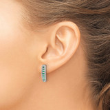 14k White Gold 1/3 carat Lab Grown Diamond VS/SI+ G+ and Created Emerald Complete Fashion Post Earrings - EM-8EB16B41-1330