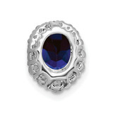 14k White Gold 1/3 carat Lab Grown Diamond VS/SI+ G+ and Lab Created Blue Sapphire Halo Chain Slide Pendant