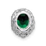 14k White Gold 1/3 carat Lab Grown Diamond VS/SI+ G+ and Lab Created Emerald Halo Chain Slide Pendant