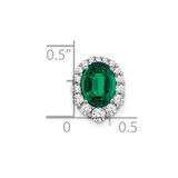 14k White Gold 1/3 carat Lab Grown Diamond VS/SI+ G+ and Lab Created Emerald Halo Chain Slide Pendant