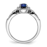 14k White Gold 1/3 carat Lab Grown Diamond VS/SI+ G+ and Oval Lab Created Blue Sapphire Ring