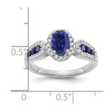 14k White Gold 1/3 carat Lab Grown Diamond VS/SI+ G+ and Oval Lab Created Blue Sapphire Ring