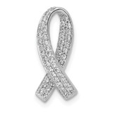 14k White Gold 1/3 carat Lab Grown Diamond VS/SI+ G+ Complete Awareness Ribbon Chain Slide Pendant