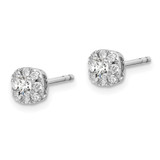 14k White Gold 1/3 carat Lab Grown Diamond VS/SI+ G+ Complete Cushion Halo Post Earrings