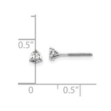 14k White Gold 1/3 ctw Lab Grown Diamond VS+ F+ Round 3 Prong Heavy Wt. Screwback Stud Earrings - EM-8E164D0D-3452