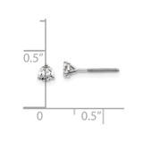 14k White Gold 1/3 ctw Lab Grown Diamond VS+ F+ Round 3 Prong Heavy Wt. Screwback Stud Earrings - EM-E1B1CD35-4107