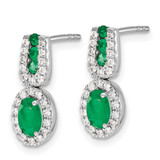 14k White Gold 1/3Ct Diamond and Emerald Earrings