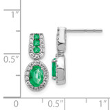 14k White Gold 1/3Ct Diamond and Emerald Earrings
