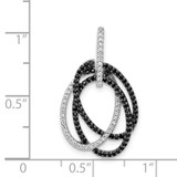 14k White Gold 1/3ct. White/Black Diamond Intertwined Ovals Pendant