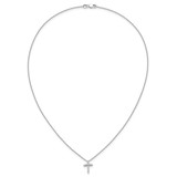 14k White Gold 1/4 carat Diamond Cross Pendant 18 inch Necklace
