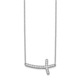 14k White Gold 1/4 carat Diamond Sideways Cross 18 inch Necklace