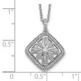 14k White Gold 1/4 carat Diamond Vintage Floral Pendant 18 inch Necklace