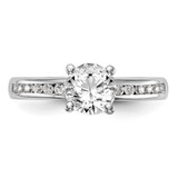 14k White Gold 1/4 carat Lab Grown Diamond VS/SI+ G+ 1 carat Center Round Semi Mount Channel Set Shared Prong Engagement Ring