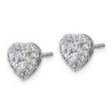 14k White Gold 1/4 carat Lab Grown Diamond VS/SI+ G+ 1/2 Center Semi Mount Halo Heart Post Earrings