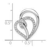 14k White Gold 1/4 carat Lab Grown Diamond VS/SI+ G+ Complete Swirl Heart Chain Slide Pendant
