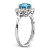 14k White Gold 1/4 carat Lab Grown Diamond VS/SI+ G+ December Birthstone Blue Topaz Halo Ring