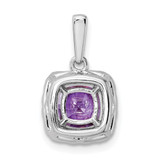 14k White Gold 1/4 carat Lab Grown Diamond VS/SI+ G+ February Birthstone Amethyst Halo Pendant