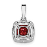 14k White Gold 1/4 carat Lab Grown Diamond VS/SI+ G+ January Birthstone Garnet Halo Pendant