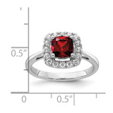 14k White Gold 1/4 carat Lab Grown Diamond VS/SI+ G+ January Birthstone Garnet Halo Ring