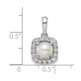 14k White Gold 1/4 carat Lab Grown Diamond VS/SI+ G+ June Birthstone Freshwater Cultered Pearl Halo Pendant