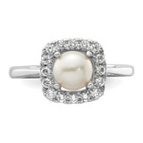 14k White Gold 1/4 carat Lab Grown Diamond VS/SI+ G+ June Birthstone Freshwater Cultered Pearl Halo Ring