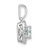 14k White Gold 1/4 carat Lab Grown Diamond VS/SI+ G+ March Birthstone Aquamarine Halo Pendant