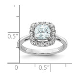 14k White Gold 1/4 carat Lab Grown Diamond VS/SI+ G+ March Birthstone Aquamarine Halo Ring