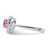 14k White Gold 1/4 carat Lab Grown Diamond VS/SI+ G+ October Birthstone Lab Created Pink Sapphire Halo Ring
