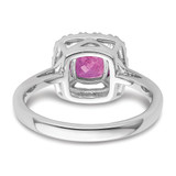 14k White Gold 1/4 carat Lab Grown Diamond VS/SI+ G+ October Birthstone Lab Created Pink Sapphire Halo Ring