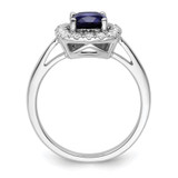 14k White Gold 1/4 carat Lab Grown Diamond VS/SI+ G+ September Birthstone Lab Created Blue Sapphire Halo Ring