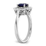 14k White Gold 1/4 carat Lab Grown Diamond VS/SI+ G+ September Birthstone Lab Created Blue Sapphire Halo Ring