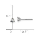 14k White Gold 1/4 ctw Lab Grown Diamond VS/SI+ G+ Round 3 Prong Heavy Wt. Screwback Stud Earrings