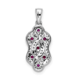 14k White Gold 1/4ct. Diamond and .32 Ruby Fancy Twist Pendant