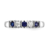14k White Gold 1/5 carat Diamond and Blue Sapphire Complete Band - RM-F1C02035-5631