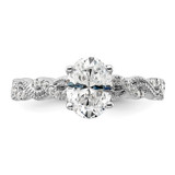 14k White Gold 1/5 carat Lab Grown Diamond VS/SI+ G+ 1 carat Center Oval Semi Mount Engagement Ring