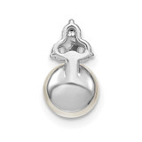 14K White Gold 1/5 carat Lab Grown Diamond VS/SI+ G+ and 7.00 mm Freshwater Cultured Pearl Chain Slide Pendant