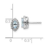 14k White Gold 1/5 carat Lab Grown Diamond VS/SI+ G+ and Aquamarine March Birthstone Post Earrings