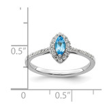14k White Gold 1/5 carat Lab Grown Diamond VS/SI+ G+ and Blue Topaz December Birthstone Ring