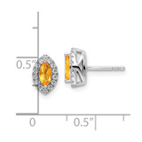14k White Gold 1/5 carat Lab Grown Diamond VS/SI+ G+ and Citrine November Birthstone Post Earrings