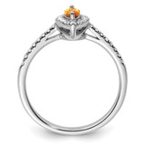 14k White Gold 1/5 carat Lab Grown Diamond VS/SI+ G+ and Citrine November Birthstone Ring