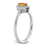 14k White Gold 1/5 carat Lab Grown Diamond VS/SI+ G+ and Citrine November Birthstone Ring