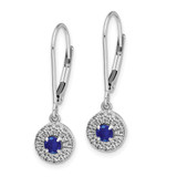 14k White Gold 1/5 carat Lab Grown Diamond VS/SI+ G+ and Created Sapphire Complete Drop Leverback Earrings