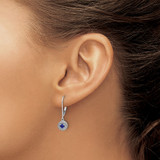 14k White Gold 1/5 carat Lab Grown Diamond VS/SI+ G+ and Created Sapphire Complete Drop Leverback Earrings