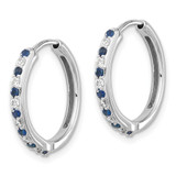 14k White Gold 1/5 carat Lab Grown Diamond VS/SI+ G+ and Created Sapphire Complete Hinged Hoop Earrings